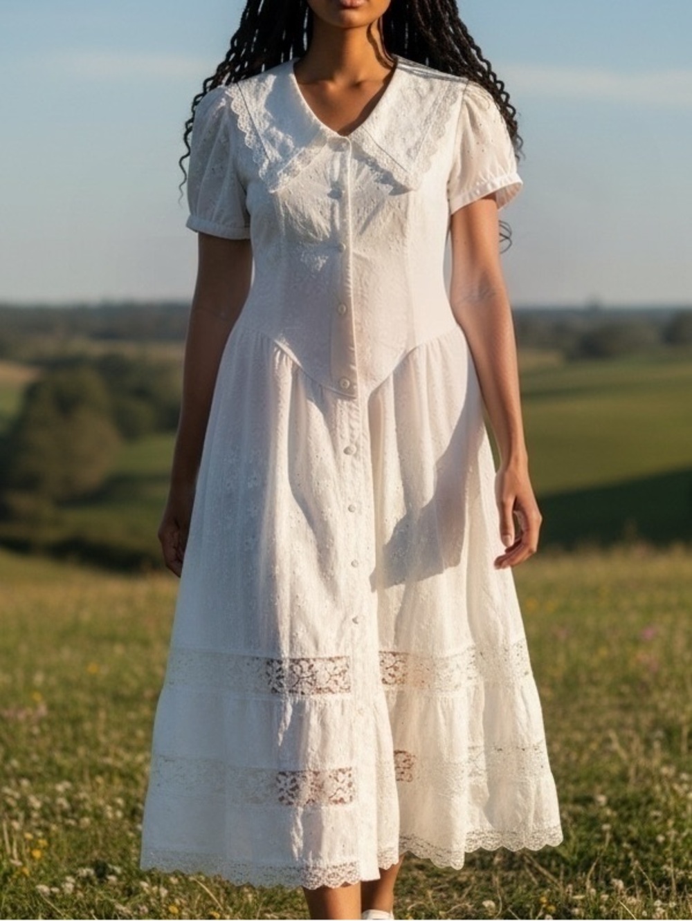Vintage 1980s cotton cottagecore dress by Jodi Schwartz for Bill Berman
